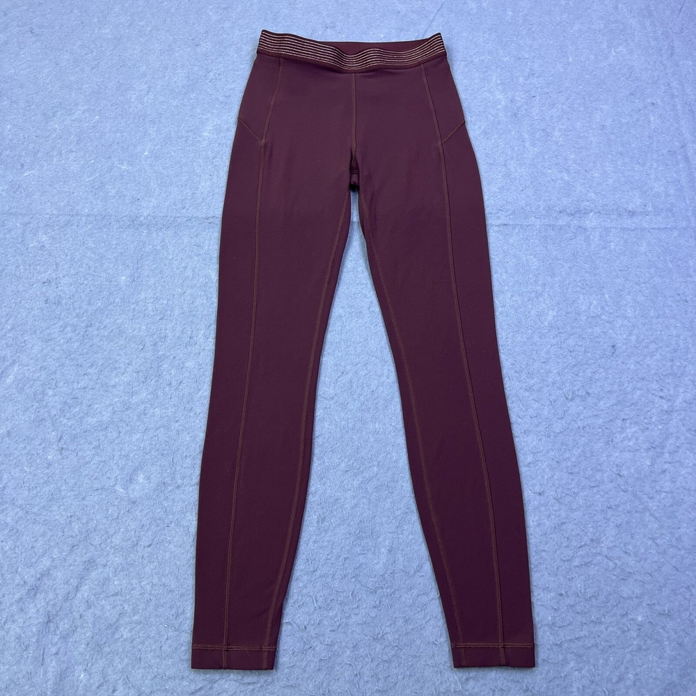 Lululemon Principal Dancer Tight Size 6 Maroon Golden Lining Seamed‎ Pant W5BIDS